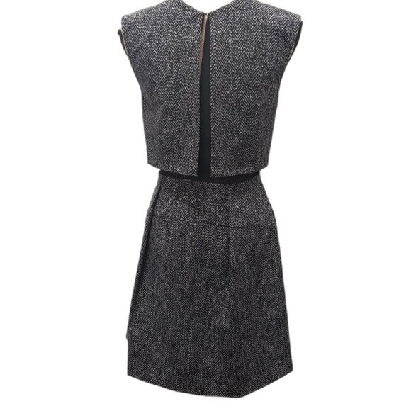 Rebecca Taylor Techy Herringbone Suiting Dress Double Layer Gray Career Size 2 - Picture 5 of 7